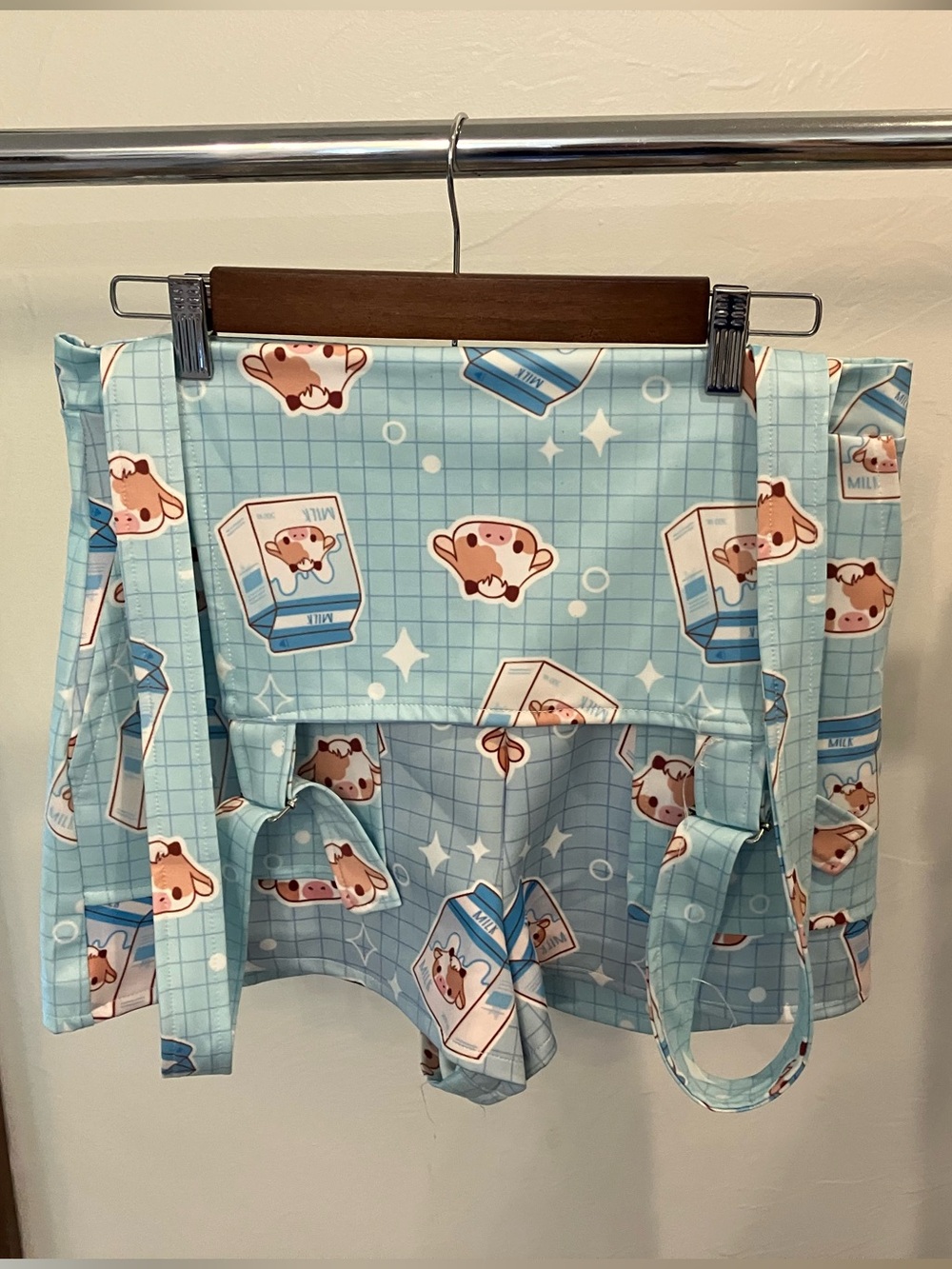 Kawaii Cow Shortalls Size XL